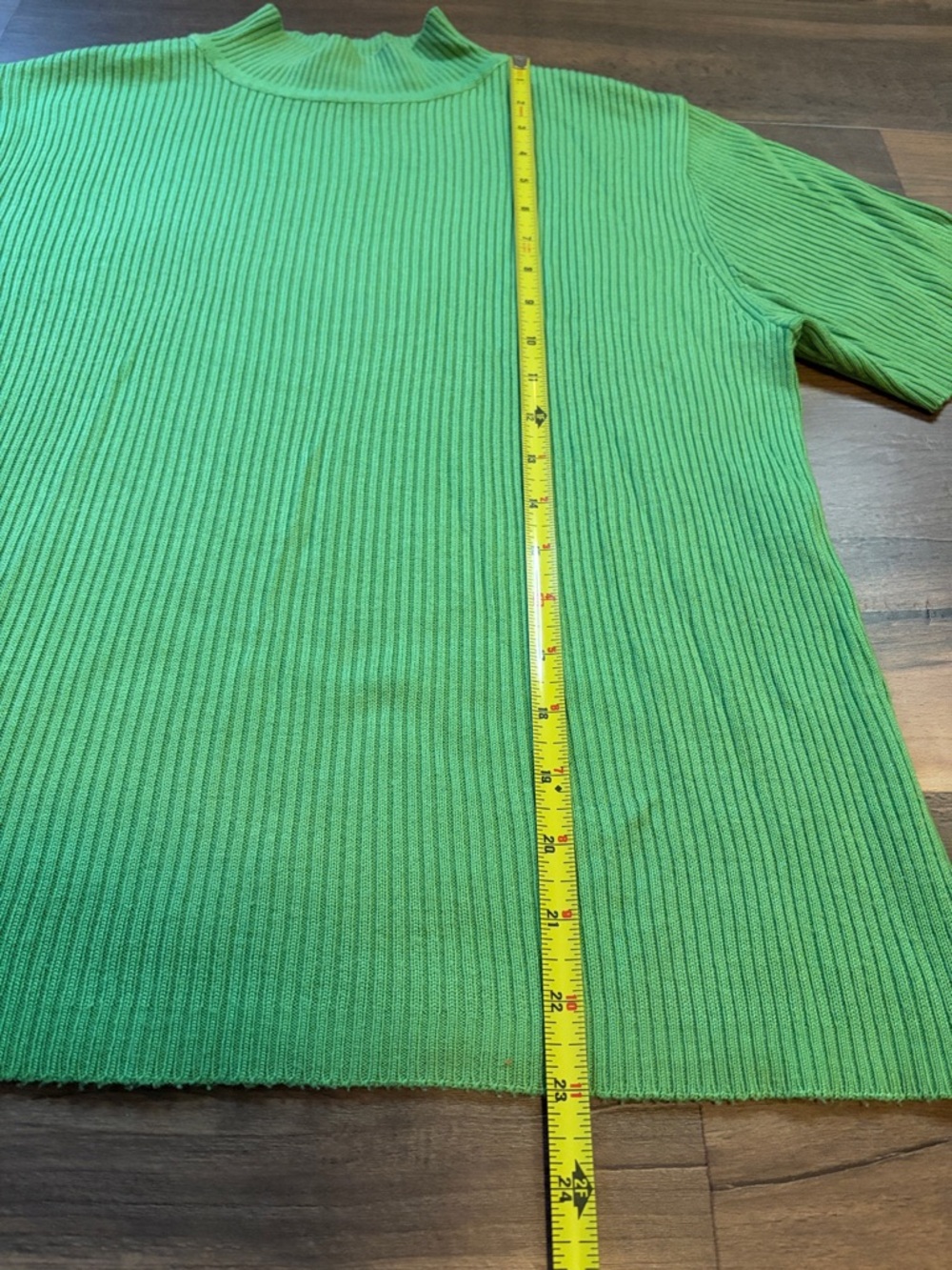 Sag Harbor Lime Green Ribbed Mock Neck Turtleneck Top Womens No Size Tag - Picture 3 of 6